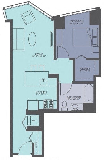 1 Bedroom 01-Tower Floorplan Image